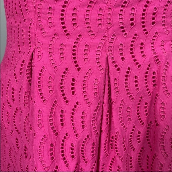 Lord & Taylor Sleeveless Eyelet Fit & Flare Mini Dress Size 6 Petite cotton Pink - Picture 7 of 8